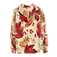 thumbnail image 4 of Suhoaziia Women Hoodies with Zipper Red Maple Leaf Fruit Print Outwear Breathable Kangaroo Pocket Lady Clothes Trendy Go Out Streetwear4XL, 4 of 6