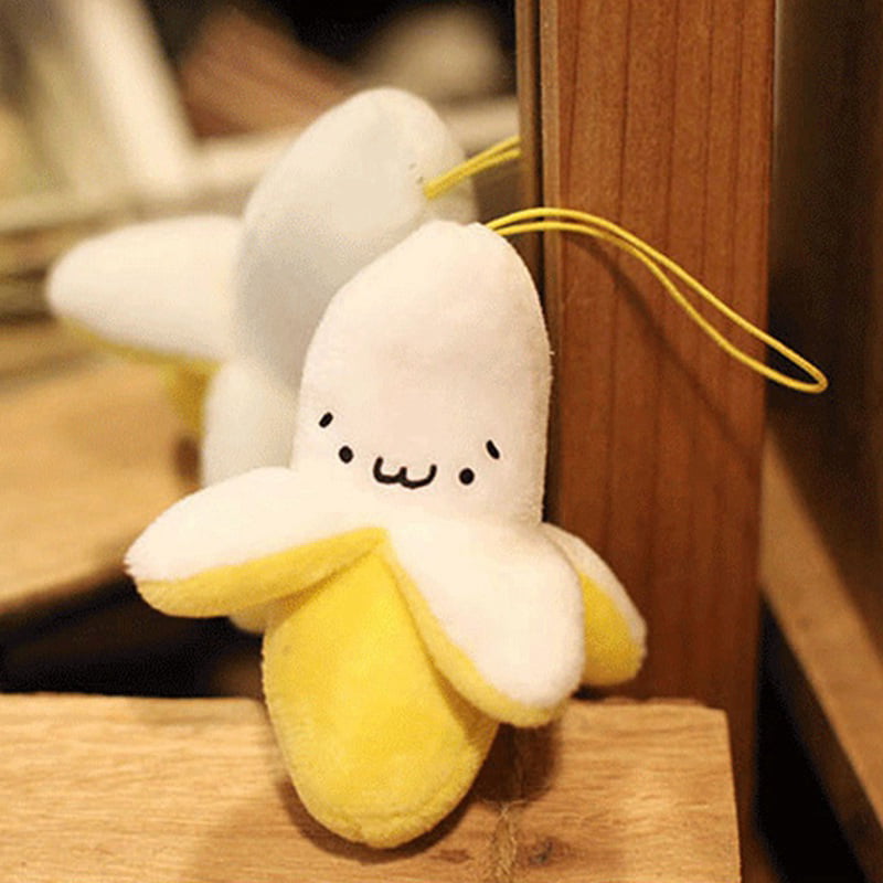 1pc Cute Banana Stuffed Soft Plush Toy Keychain Keyring Cell Phone Pendant 