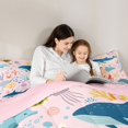 thumbnail image 4 of Manfei Cartoon Sea Shark Twin Comforter Sets, Octopus Animal Bedding Set, Pink Blue, Pink Reversible, 2 Pieces, 1 Comforter and 1 Pillowcase, 4 of 7