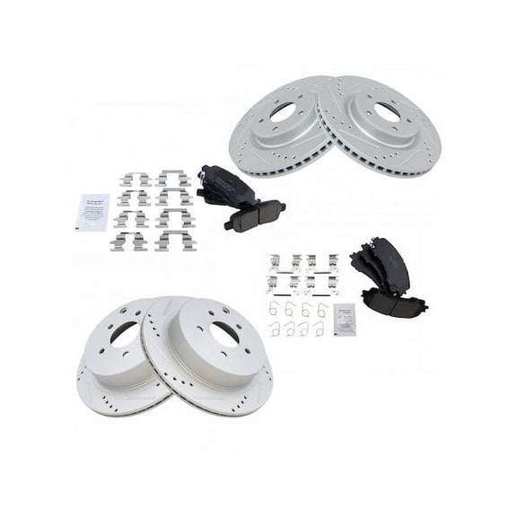 Front and Rear Brake Pad and Rotor Kit - Compatible with 2014 - 2020 INFINITI Q50 2015 2016 2017 2018 2019