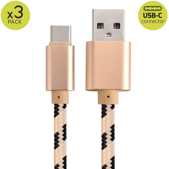 3x 6FT USB Type C Fast Charging Cable USB-C Type-C 3.1 Data Sync Charger Cable Cord For Samsung Galaxy S8 S8 Plus S9 S9 Plus S10 S10  S10e Nexus 5X 6P OnePlus 2 3 LG G5 G6 V20 HTC M10 Google Pixel XL