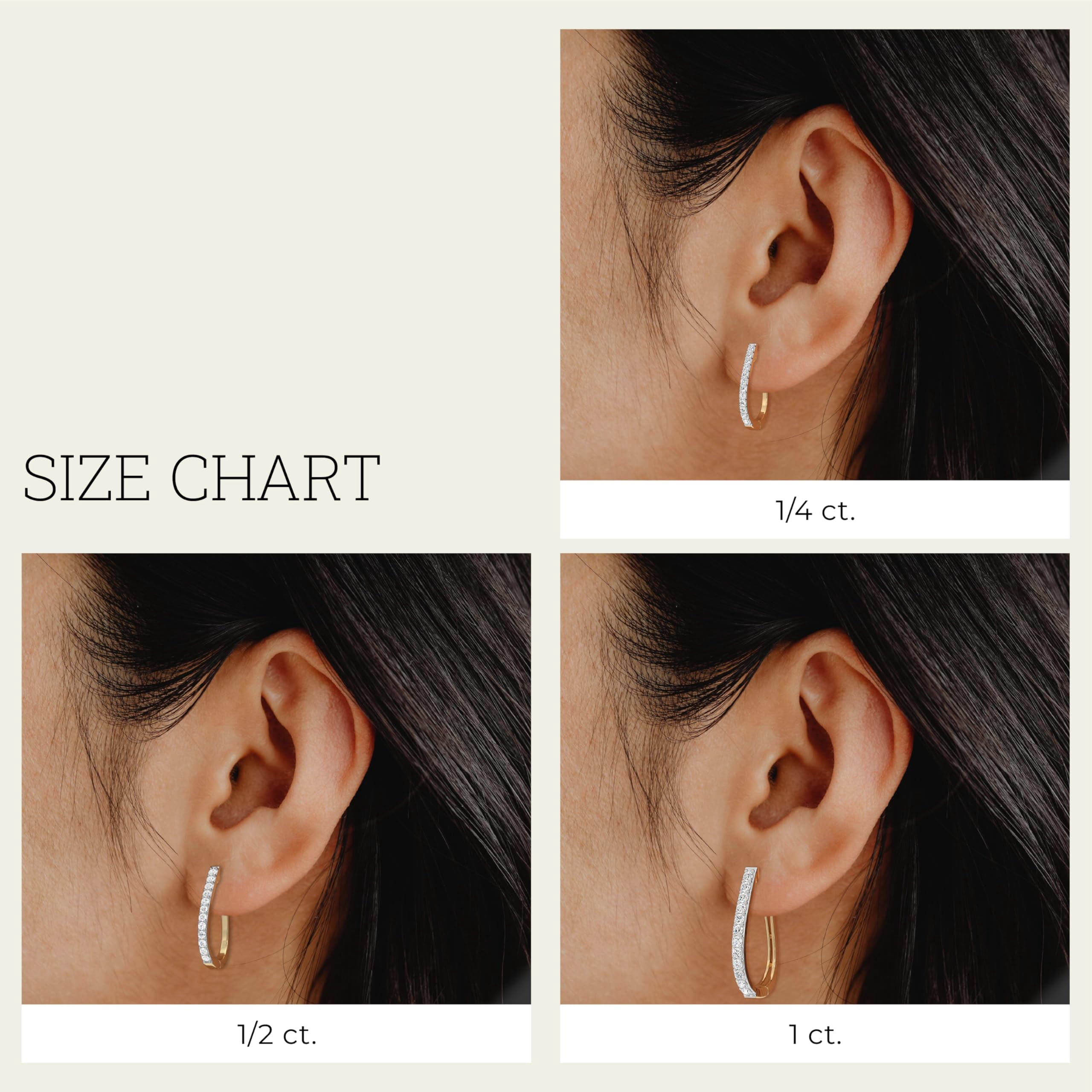 Gilded 1/2 Carat Total Weight Lab-Grown Diamond U-Shaped Hoop Earrings for Women in 14KT Gold Plated 925 Sterling Silver | Hypoallergenic Fine Jewelry | Latch Back Closure | SI1 Clarity, F Color