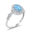 thumbnail image 7 of Oval Art Deco Bridal Ring Aquamarine CZ 925 Sterling Silver Size 5, 7 of 7