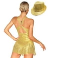 thumbnail image 2 of Alvivi Womens Jazz Latin Dance Costume Sparkly Tassel Dance Leotard Bodysuit with Sequined Hat Gold XXL, 2 of 7