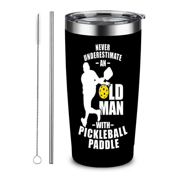 CYYFXKA Pickleball Tumbler with Lid and Straw, Funny Pickleball Gifts for Men, 20 oz Stainless Steel Vacuum Insulated Coffee Mug Double Wall Travel Tumbler Cup for Pickleball Lovers