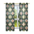 thumbnail image 7 of Yayeee Window Curtains Light Filtering 63"x52" Grommet Panel Pair Home Living Room Decor, Pink Geometric Flowers, 7 of 7