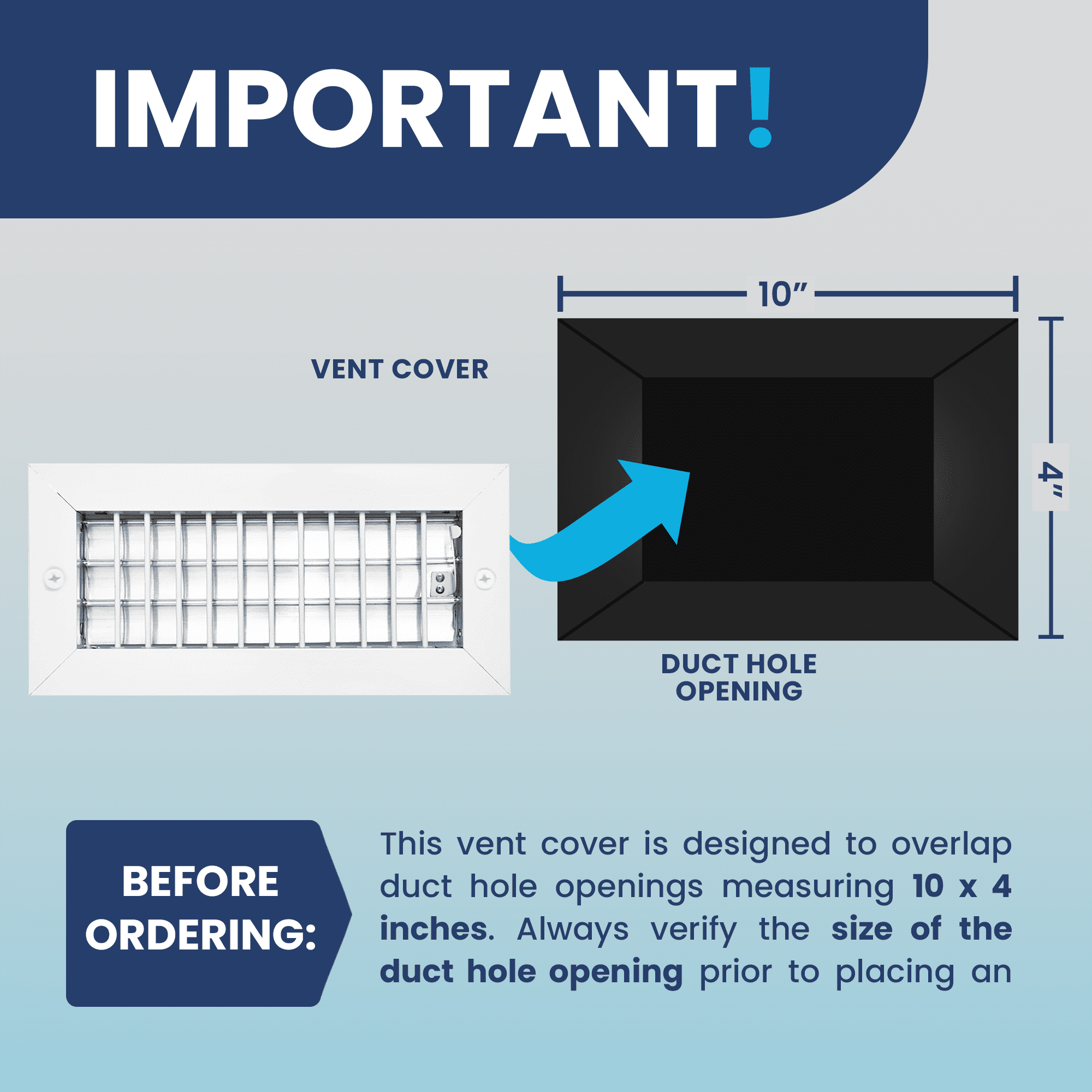 10x4 Vent Cover, Aluminum Supply Wall Vent, Multi-Shutter, High Airflow [11.6" x 5.6" Face]