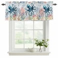 thumbnail image 2 of 2 Pack Valances for Windows, Coastal Nautical Octopus Window Valances for Living Room/Bedroom/Bathroom, Oceans Corals Starfish Jellyfish Light Filtering Kitchen Curtain Valance 42"W x18" L, 2 of 9