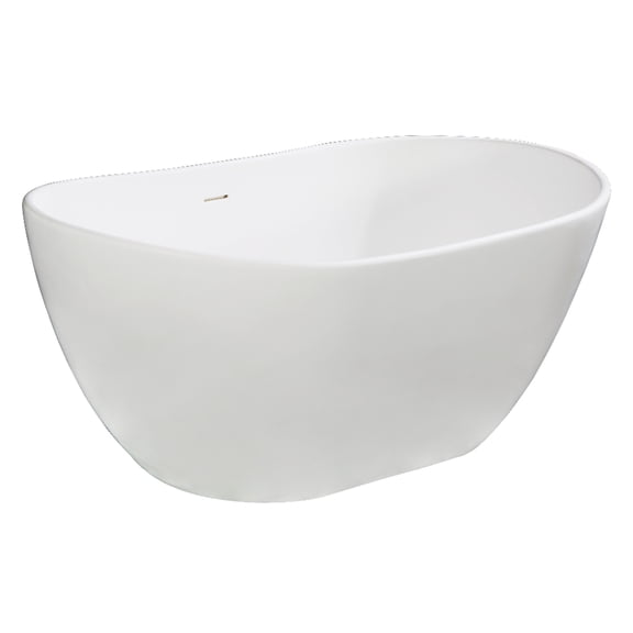 Kingston Brass VRTRS573224 57-Inch Solid Surface Oval Double Slipper Freestanding Tub with Drain in Matte White