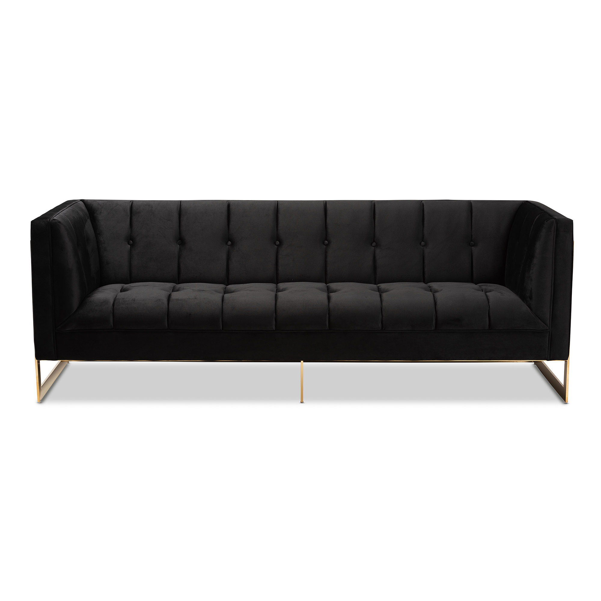 Baxton Studio Ambra Sofa, Black and Gold Fabric