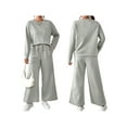thumbnail image 2 of Women'S Autumn Two-Piece Suit Long-Sleeved Pullover Wide-Leg Pants Matching Casual Set Fashion Clothing Grey XL, 2 of 5