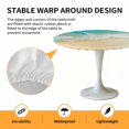 thumbnail image 6 of Ocean Summer Sunlight Elastic Fitted Round Table Cover Seawater Blue Wave Beach Waterproof Outdoor Tablecloth for Holiday Party, Picnic, Patio & Dining Fits Tables Up to 45"-54", 6 of 8