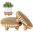 thumbnail image 1 of HouseJoy 2Pcs Wood Risers for Display Decorative,Round Beaded Riser Distressed for Decor ,Wooden Farmhouse Coasters Mini Cake Stand Plant Stand,Rustic Pedestal Stand Decor Display Risers for Tiered, 1 of 7