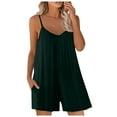 thumbnail image 1 of TrendOFT Combinaison d'Été pour Femmes Décontractée Sans Manches Shorts Unis à Bretelles Combinaisons une Pièce Vert Armée P, 1 of 5