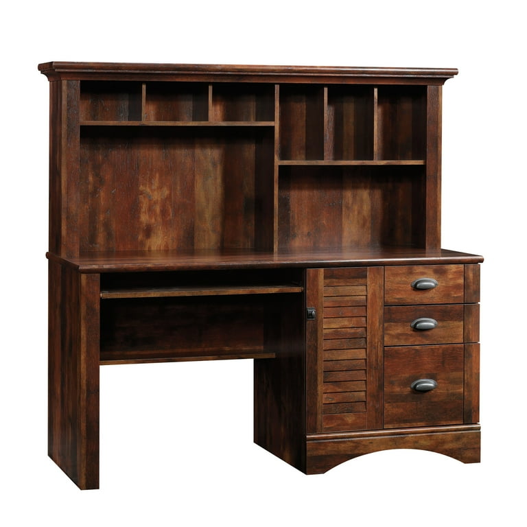 Sauder Harbor View Computer Desk with Hutch Curado Cherry Finish