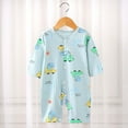 thumbnail image 2 of Busydd Toddler Baby Boys Girls Rompers Cotton Ribbed Button Down Baby Girl Romper Jumpsuit Cute Print Round Neck Infant Clothes Long Sleeve Newborn Baby Boy Rompers 0-24 Months, 2 of 4
