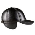 thumbnail image 2 of Brown Baseball Cap Men Real Leather Snapb-ack Cowskin Autumn Winter Adjustable Golf Dad Hat, 2 of 3