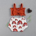 thumbnail image 4 of Xingqing 2PCS Infant Baby Girls Solid Color Bow Tank Tops with Printed Triangle Shorts, 4 of 9