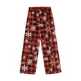 thumbnail image 5 of Women's Christmas Print Plush Pajama Pants, Soft and Comfortable Home Wear Trousers for Winter, Casual Sleepwear with Festive Design,Red,L, 5 of 5