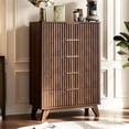 thumbnail image 7 of Ktaxon Fluted Large 5 Drawer Dresser Solid Wood Chest of Drawers with Soft Close Slides Storage Cabinet for Bedroom Living Room Entryway Walnut, 7 of 7