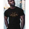 thumbnail image 2 of Tiger Eyes Men's T Shirts Animal T-Shirt for Men Crew Neck Tees Cotton Tops, Black, S, 2 of 7