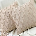 thumbnail image 3 of Throw Pillow Cover Double Sided Plush Rhombus Cushion Case Simple Modern Design Decorative Throw Pillowcase with Core Light Brown 45x45cm/17.7x17.7in (Include Pillow Core), 3 of 5