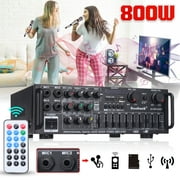 900W/800W 110V EQ HIFI High P ower Amplifier Stereo bluetooth Home Theater Karaoke Receiver with Wireless Streaming, MP3/USB/SD/AUX/AV/FM Radio For Phone Tablet PC TV MP3