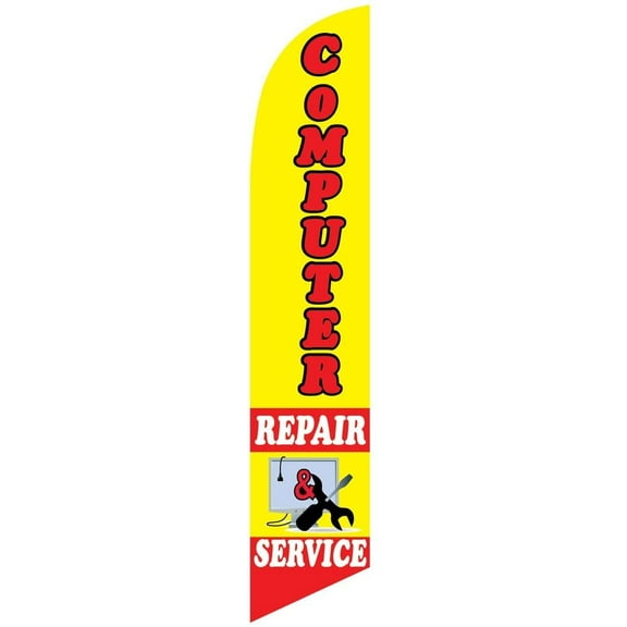 Computer Repair and Service Feather Banner Swooper Flag -No Wind Required- Replacement FLAG ONLY