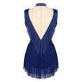thumbnail image 4 of SiiRoh Girls Sparkly Tassel Latin Dance Leotards Gymnastics Ballet Figure Skating Bodysuit Dancewear Navy Blue 8, 4 of 6