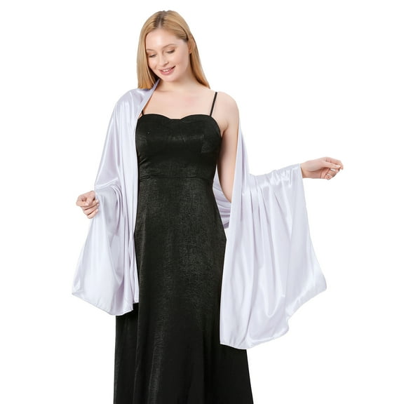 Hanerdun Womens Satin Shawl Wraps Wedding Party Scarf Soft Scarves for Bridal Evening Dresses Purple