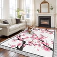 thumbnail image 2 of Large Area Rugs for Living Room Bedroom, Spring Pink Flowers 5'x8' Rug Washable Carpet Runner Indoor Outdoor, Botanical Peach Blossoms Floral Non Slip Floor Mats Rug for Kitchen, Bathroom, 2 of 8