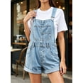 thumbnail image 4 of Womens Overalls Shorts Denim Bib Straps Shorts Casual Solid Color Rompers Jumpsuits With Pockets Pants, 4 of 7
