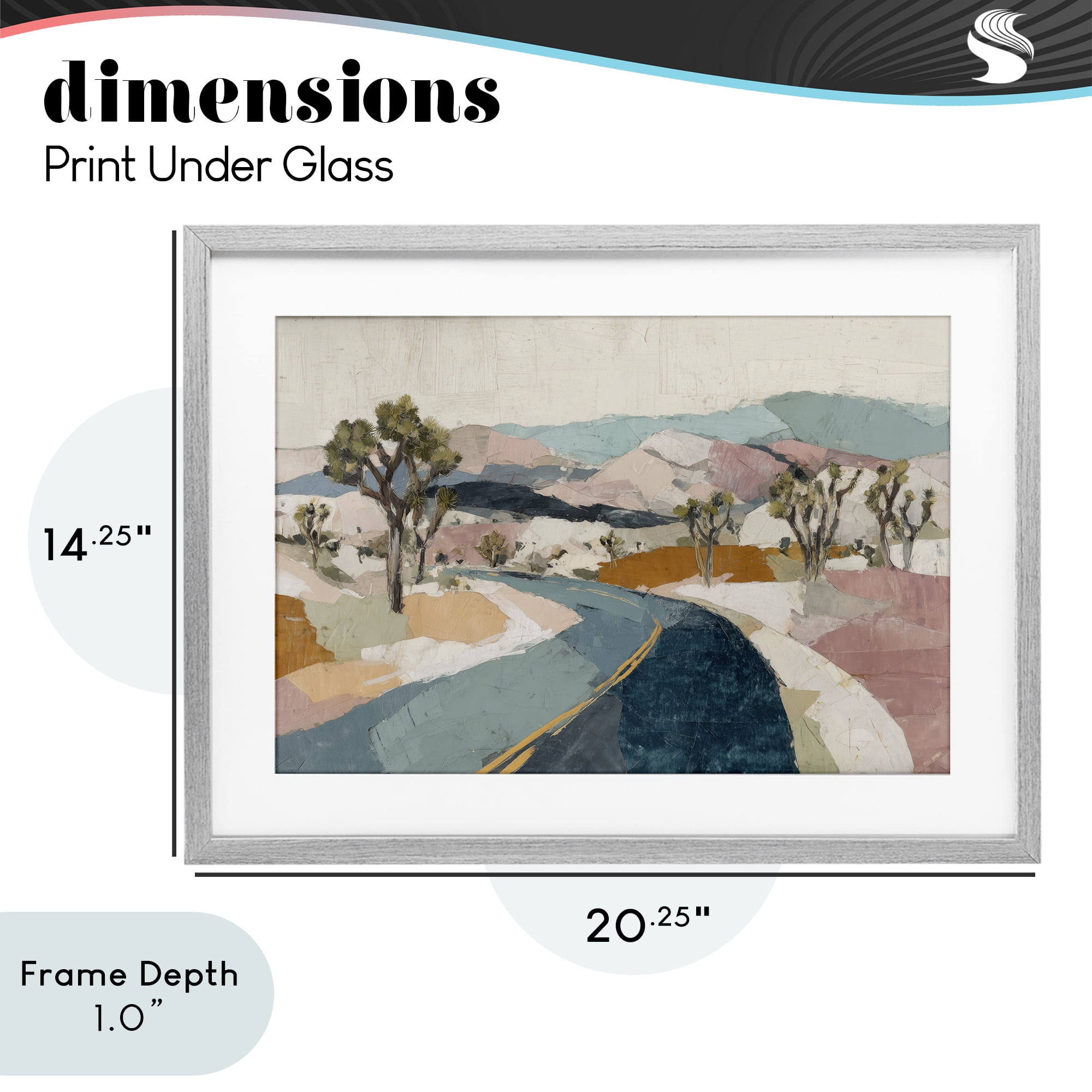 Stupell Industries Desert Highway Through Joshua Trees Gray Framed Print Under Glass, design by Chromatic Storm Studio