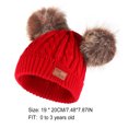 thumbnail image 4 of Sonducket Bufanda Conjunto de gorro y guantes para niños Gorro de punto Gorro Delicados productos para niños Estirable Clima frío Cómodo Bufanda rosa Sombreros marrón bola de pom rojo, 4 of 6