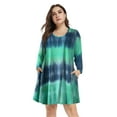 thumbnail image 3 of Plus Size Dresses 1X for Women, VEPKUL Crew Neck T Shirt Dress Long Sleeve Casual Loose Swing Fall Dress Tie Dye with Pockets, 3 of 8