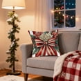 thumbnail image 5 of Cheapark Christmas Red Striped Bow Pillowcase - Cushion Cover for Home Sofa, Festive Decor for Christmas Holiday, 5 of 6