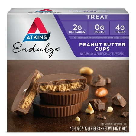 Atkins Endulge Chocolate Peanut Butter Cups, 10 - 0.60oz, 5-servings (Best Low Carb Bars For Keto)
