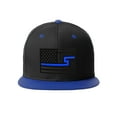 thumbnail image 2 of USA Redesign Flag Thin Blue Red Line Support American Servicemen Snapback Hat (Thin Blue Line, Black Royal Cap), 2 of 4