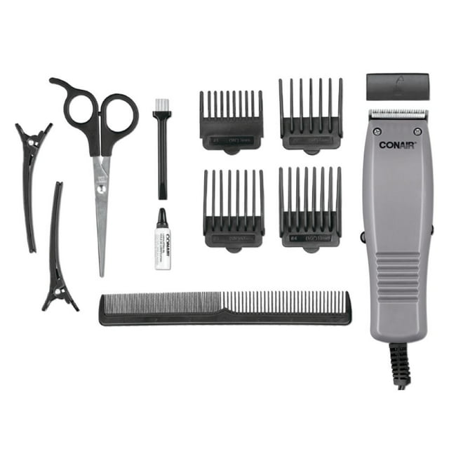Juego de Peluqueria Azul Conair Con 4 peines y accesorios de corte, tijeras