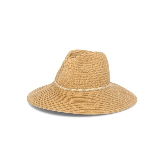 Time and Tru Women’s Wide Brim Mix Stripe Panama Hat, One Size Fits Most
