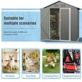 thumbnail image 4 of Sesslife 6' x 4' Outdoor Storage Shed, Patio Galvanized Steel Metal Shed with Lockable Doors and Adjustable Shelves, Garden Shed with Floor Frame and Vents for Tools, Lawn Mover, Bike, Dark Gray, 4 of 8