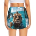 thumbnail image 4 of Uemuo Hawaiian Swimming Lion Pattern Women's Athletic Shorts High Waisted Running Shorts with Liner Pockets Gym Elastic Workout Shorts-XX-Large, 4 of 9