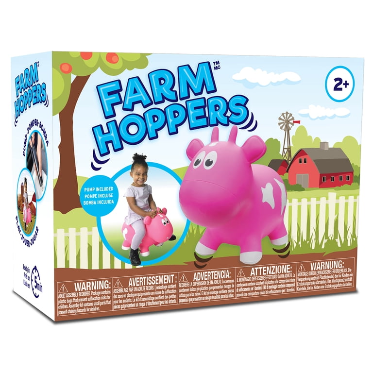 Toddler Boys and Girls Farm Hopper Bounce Toy, Bright Pink Cow