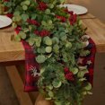 thumbnail image 5 of Harlier 5.9Ft Artificial Cedar Christmas Garland, Realistic Cypress Pine Needles Garland with Red Eucalyptus Leaves, Greenery Decoration for Fireplace Mantel Holiday Decorations, 5 of 6