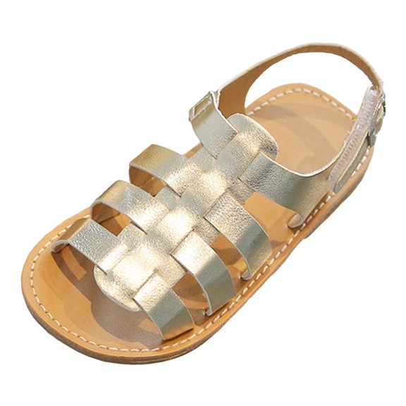 Karoyedx Summer Sandals for Kids Girls Toddler Girls Sandals - Adjustable Strap Open Toe Summer Shoes and Sandals for Toddler Girls with Hook and Loop Closure Gold Size,10.5
