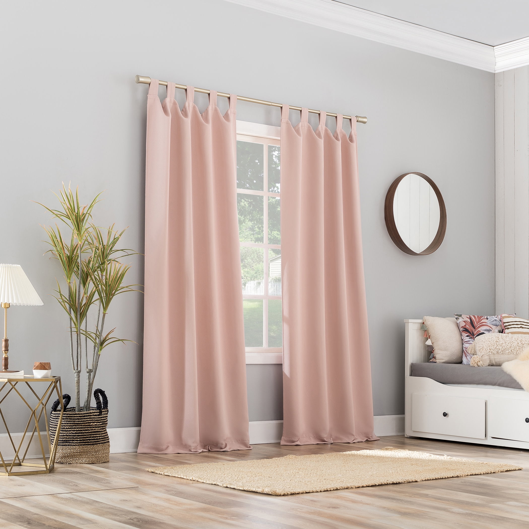 Sun Zero Brant Tab Top Energy Saving Blackout Window Curtain Panel, 40"X63", Gray