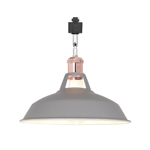 FSLiving H-Type Track Lighting E26 Base Industrial Adjustable Angle Lamp Grey Metal Shade with Rose Gold Socket Track Light Fixture for Slope Ceiling Gimbal,Bulb and Track Not Included - 1 Light