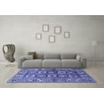 thumbnail image 3 of Ahgly Company Machine Washable Indoor Round Oriental Blue Industrial Area Rugs, 5' Round, 3 of 4