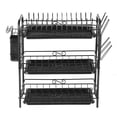 thumbnail image 4 of Zootealy 3-Tier Rustproof Dish Drying Rack Carbon Steel Dish Rack Multifunctional Organizer Dish Drainer with Drainboard Hooks Utensil Holder, 4 of 8