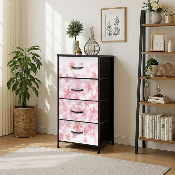 4 Drawer Vertical Storage Dresser cherry blossoms this both laterally vertically to endless with Wood Top Fabric Pull Drawers